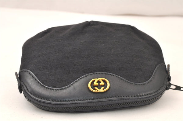 Authentic GUCCI Vintage Micro GG Canvas Leather Pouch Purse Black Junk 5900K