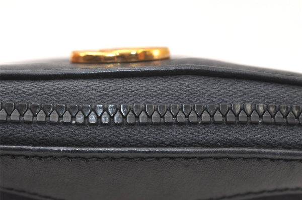 Authentic GUCCI Vintage Micro GG Canvas Leather Pouch Purse Black Junk 5900K