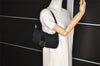 Authentic FENDI Mamma Baguette Shoulder Hand Bag Jersey Leather Black 5902J