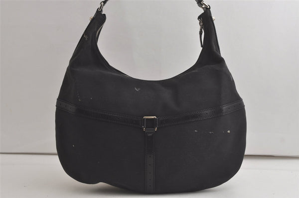 Authentic GUCCI Shoulder Hand Bag Purse Canvas Leather 114871 Black 5902K