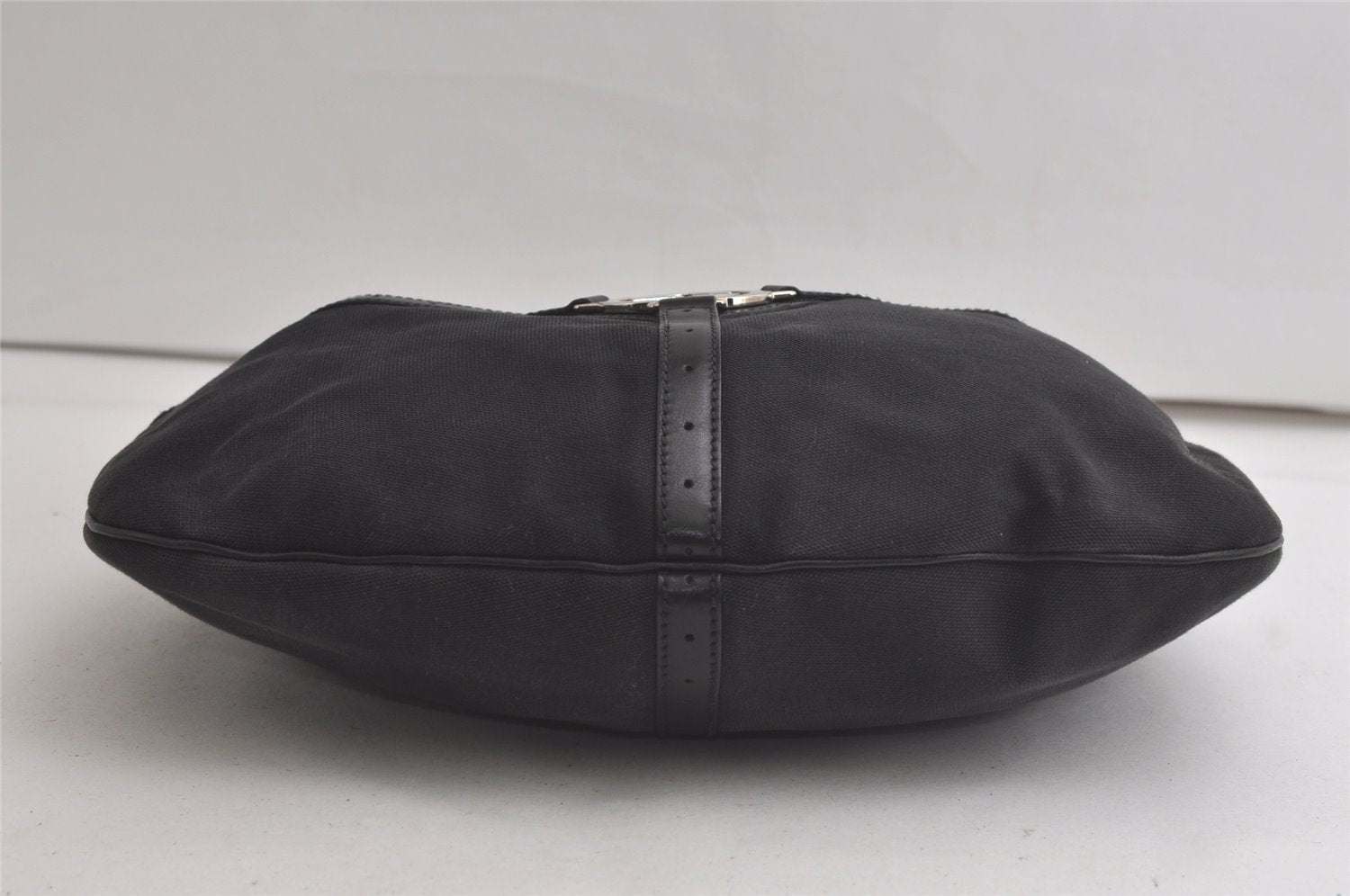 Authentic GUCCI Shoulder Hand Bag Purse Canvas Leather 114871 Black 5902K