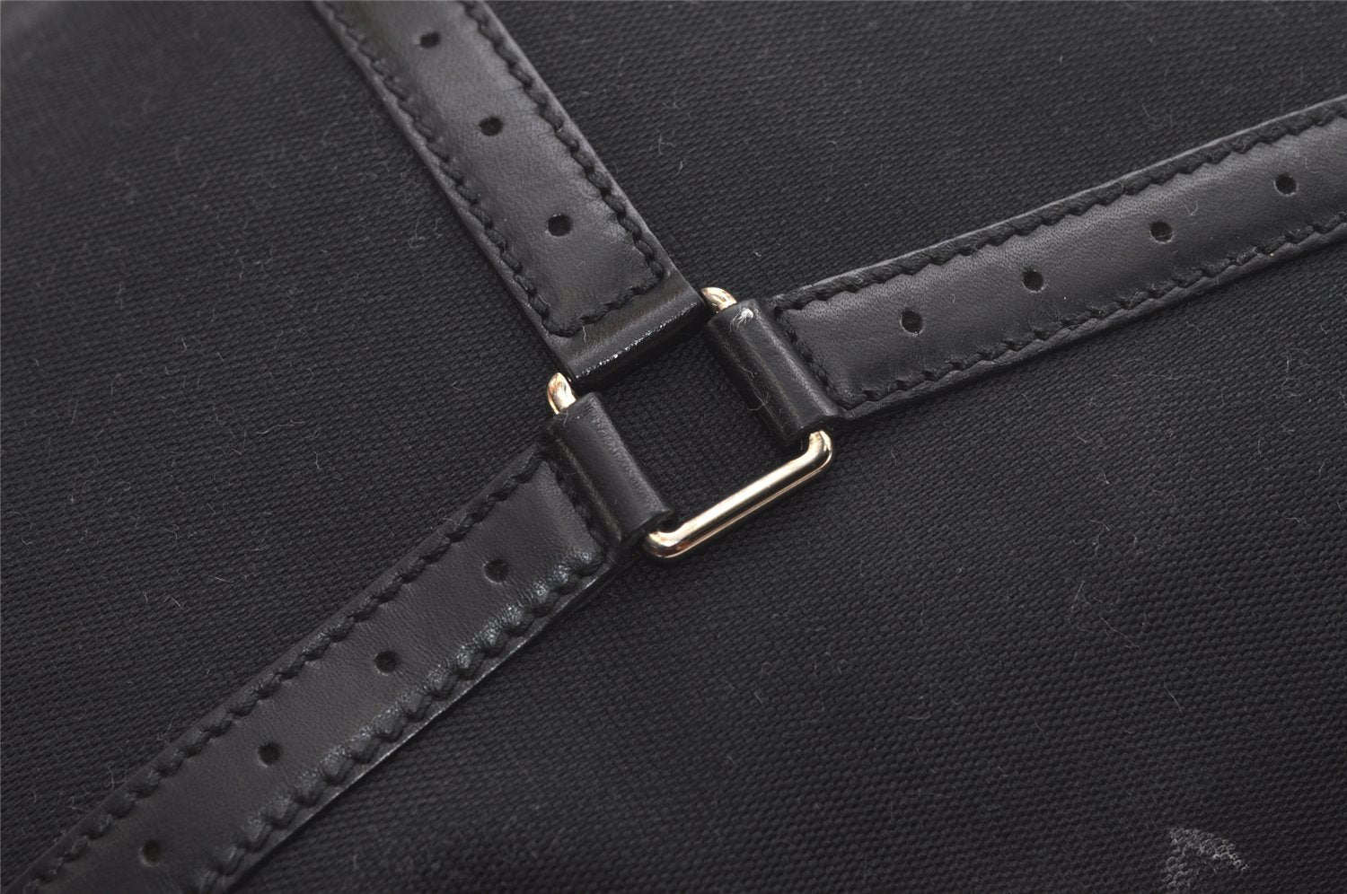 Authentic GUCCI Shoulder Hand Bag Purse Canvas Leather 114871 Black 5902K