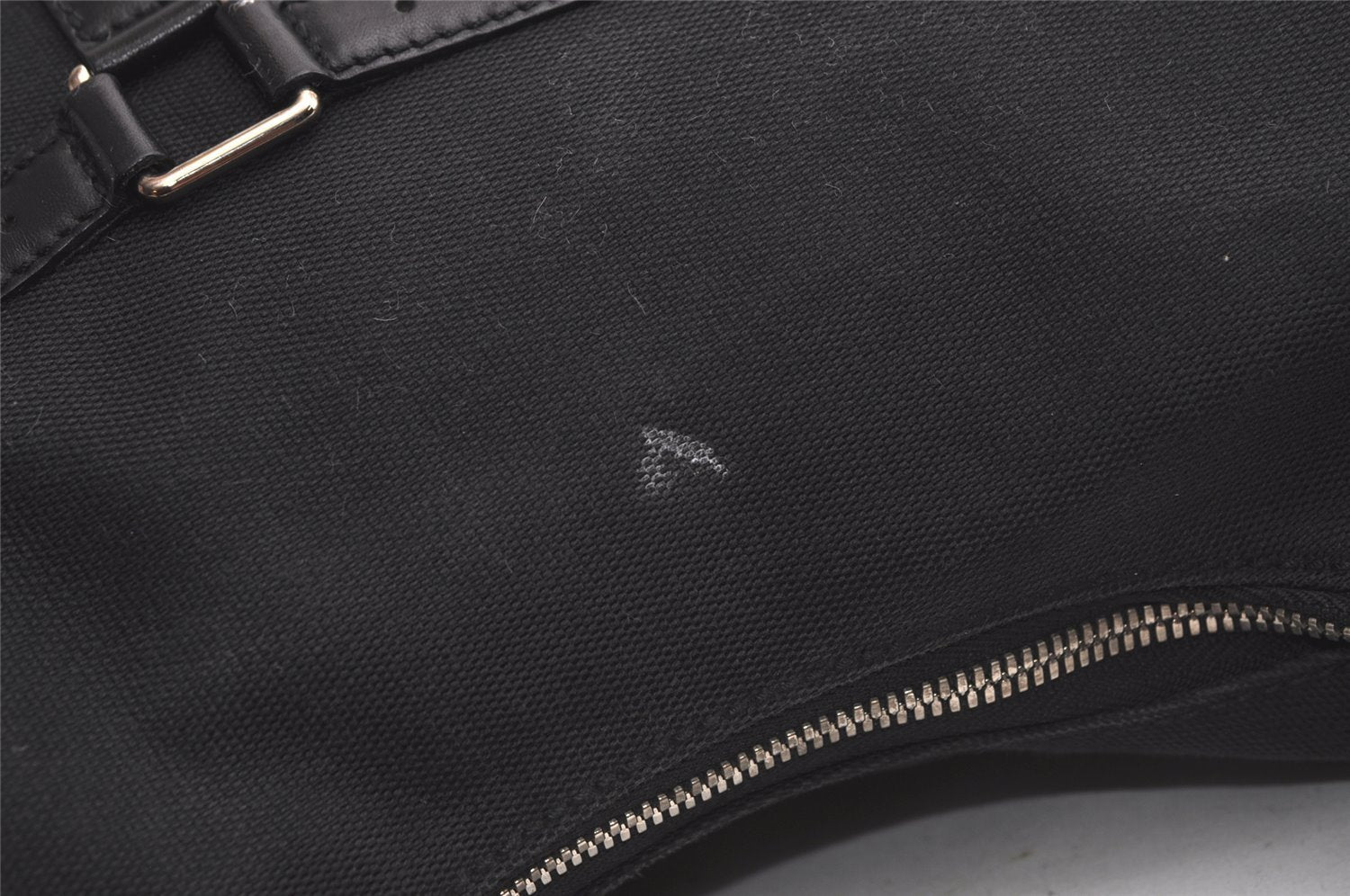 Authentic GUCCI Shoulder Hand Bag Purse Canvas Leather 114871 Black 5902K