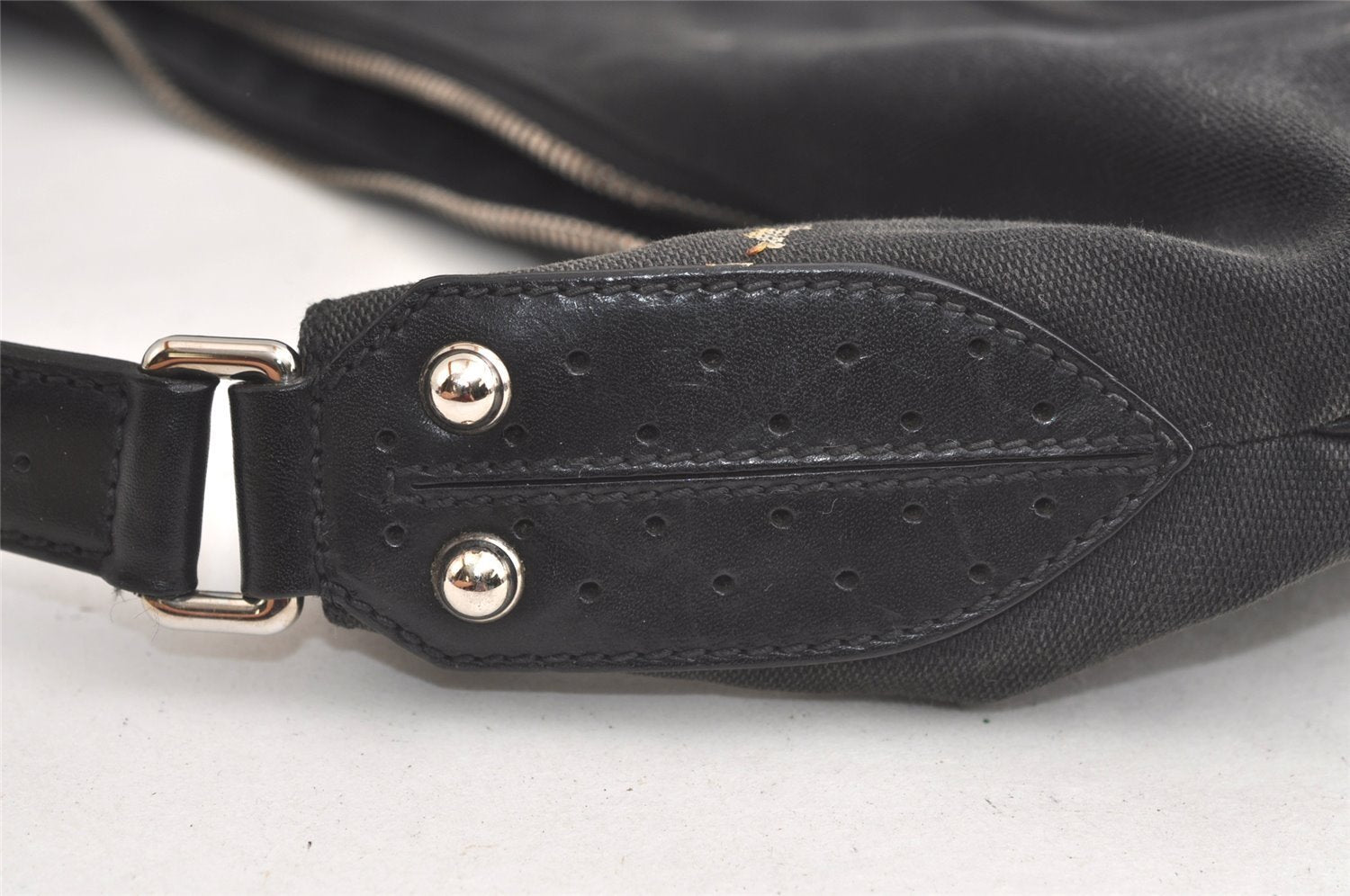 Authentic GUCCI Shoulder Hand Bag Purse Canvas Leather 114871 Black 5902K