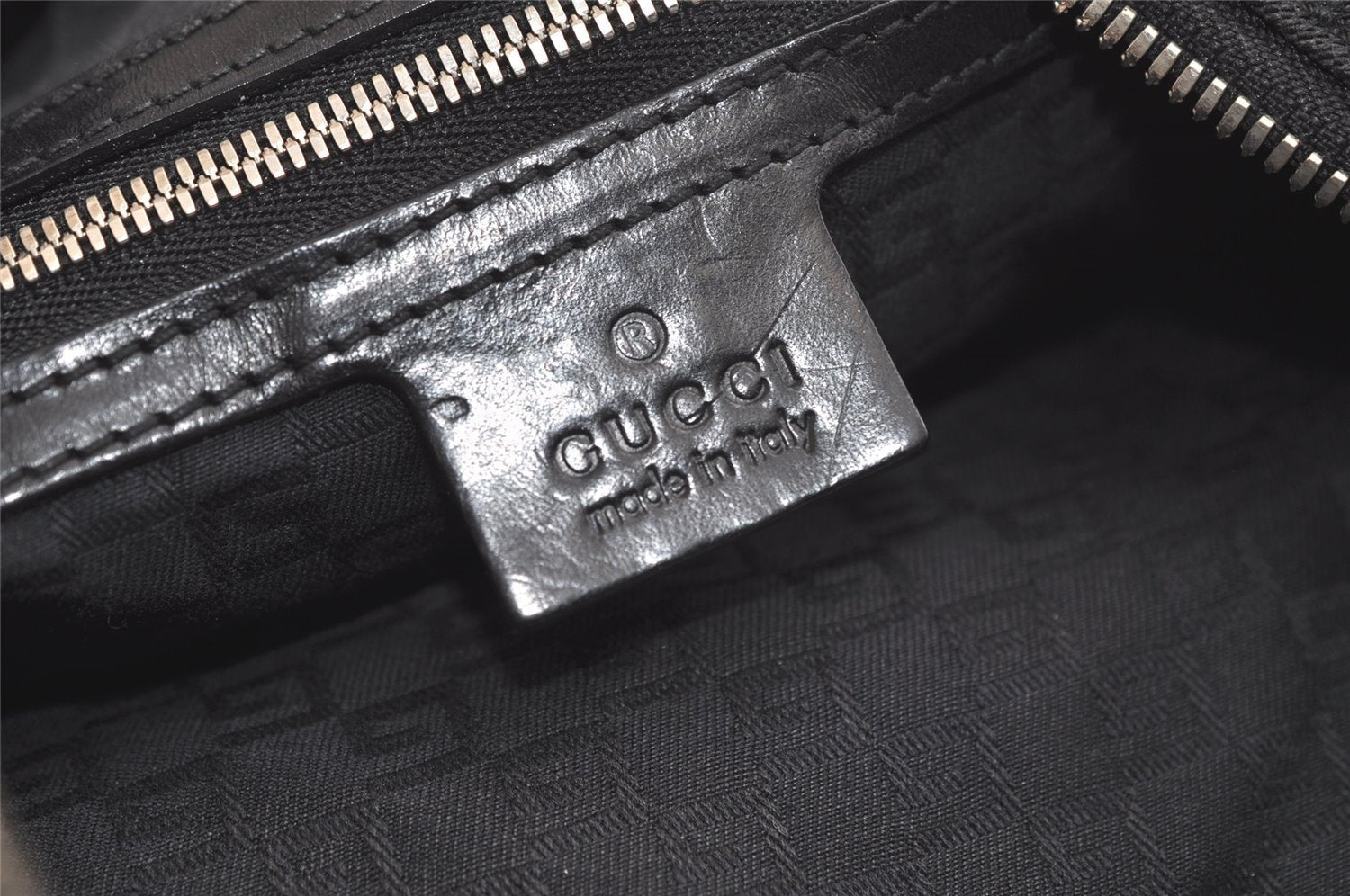 Authentic GUCCI Shoulder Hand Bag Purse Canvas Leather 114871 Black 5902K