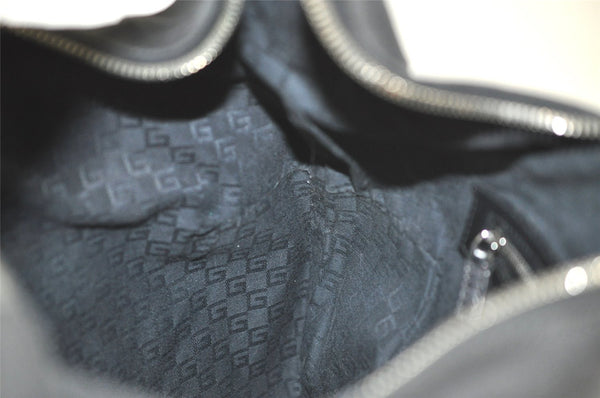 Authentic GUCCI Shoulder Hand Bag Purse Canvas Leather 114871 Black 5902K