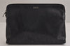 Authentic Christian Dior Vintage Trotter Clutch Bag Purse Leather Black 5903J
