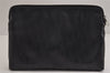 Authentic Christian Dior Vintage Trotter Clutch Bag Purse Leather Black 5903J