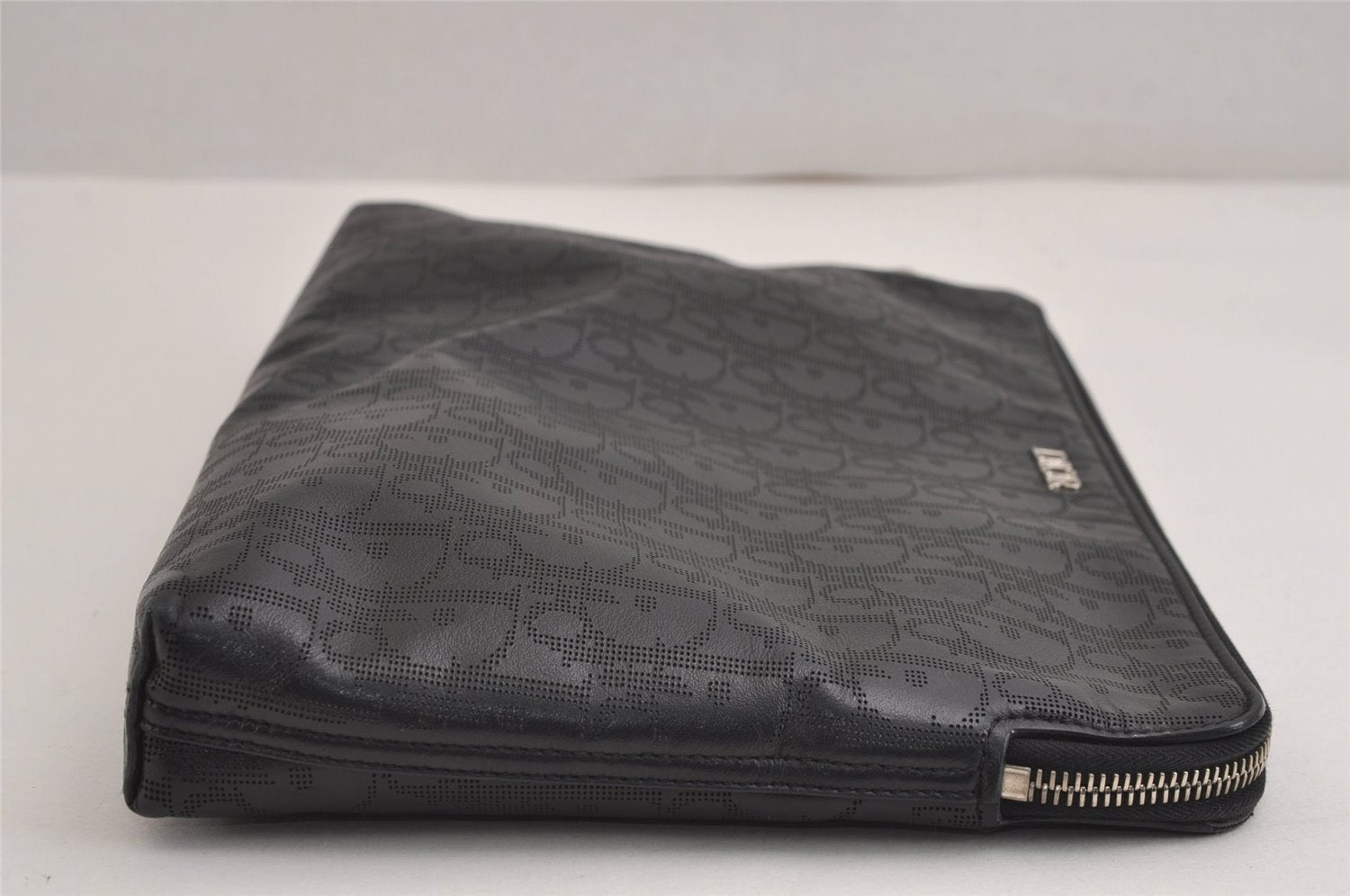 Authentic Christian Dior Vintage Trotter Clutch Bag Purse Leather Black 5903J