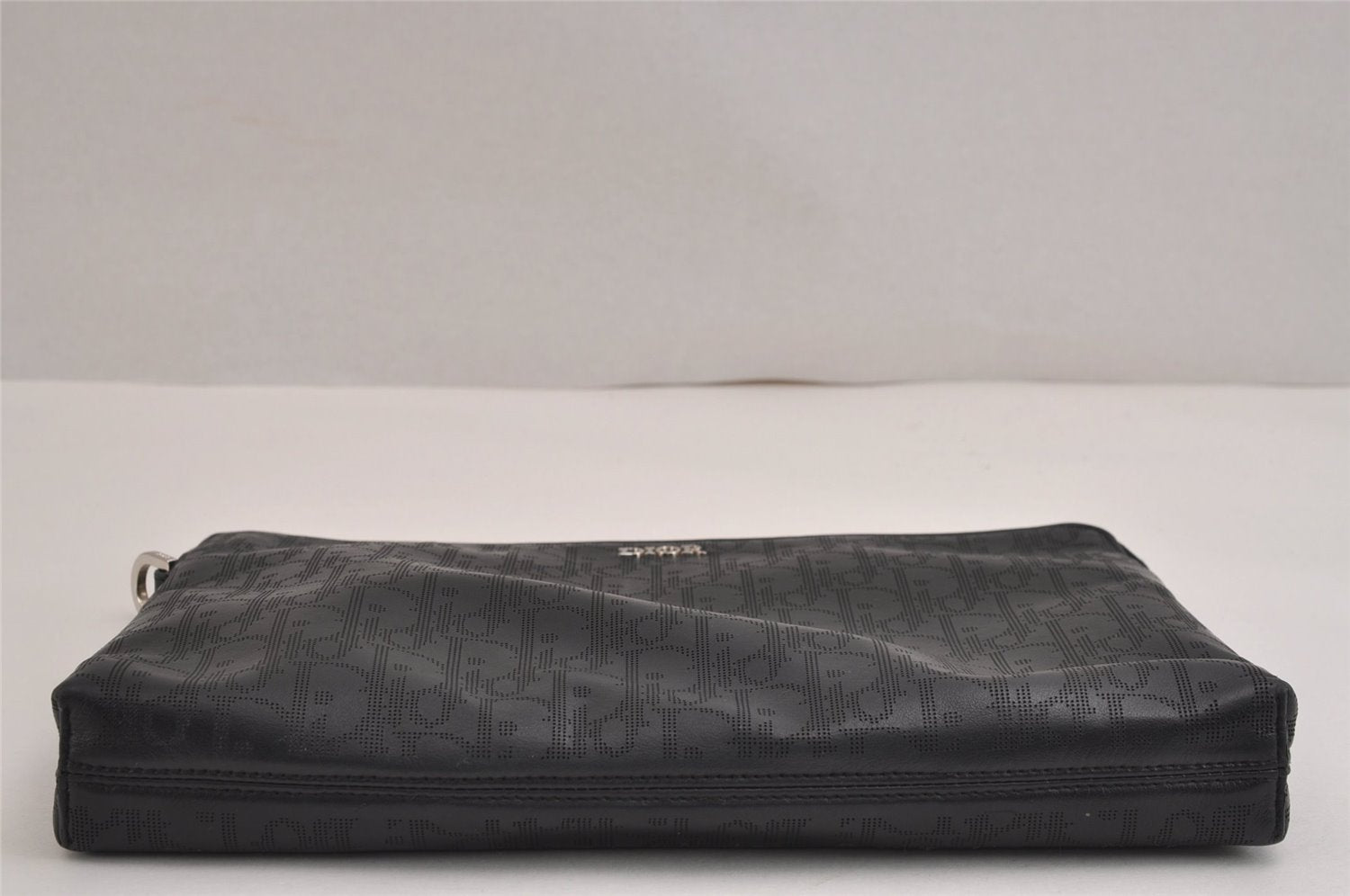Authentic Christian Dior Vintage Trotter Clutch Bag Purse Leather Black 5903J