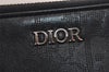 Authentic Christian Dior Vintage Trotter Clutch Bag Purse Leather Black 5903J