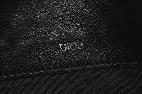 Authentic Christian Dior Vintage Trotter Clutch Bag Purse Leather Black 5903J