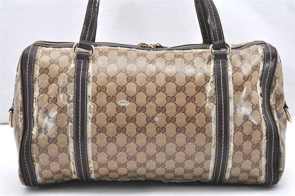 Authentic GUCCI GG Crystal Duchessa Line Hand Bag PVC Leather 181488 Brown 5903K