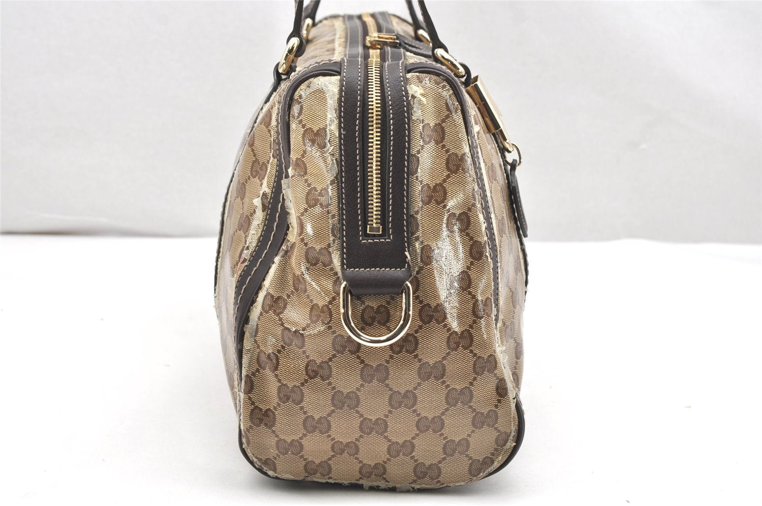 Authentic GUCCI GG Crystal Duchessa Line Hand Bag PVC Leather 181488 Brown 5903K