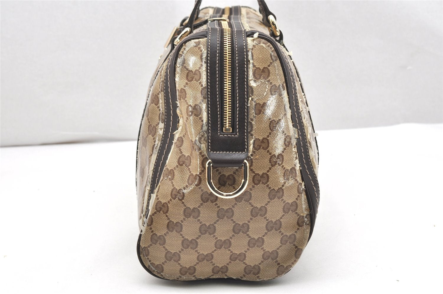 Authentic GUCCI GG Crystal Duchessa Line Hand Bag PVC Leather 181488 Brown 5903K