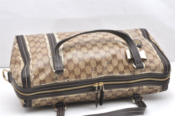 Authentic GUCCI GG Crystal Duchessa Line Hand Bag PVC Leather 181488 Brown 5903K