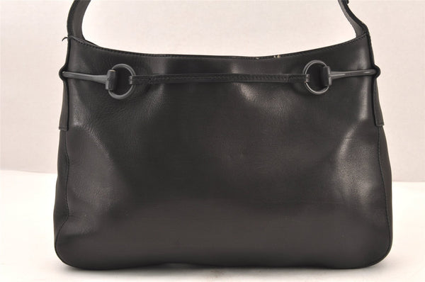 Authentic GUCCI Horsebit Shoulder Hand Bag Purse Leather 101975 Black 5904K