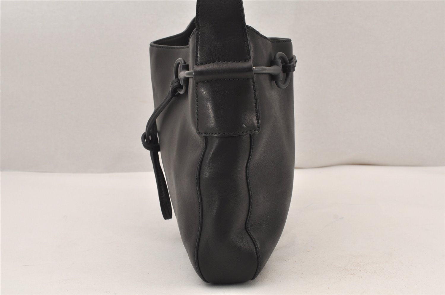 Authentic GUCCI Horsebit Shoulder Hand Bag Purse Leather 101975 Black 5904K
