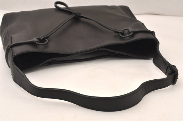 Authentic GUCCI Horsebit Shoulder Hand Bag Purse Leather 101975 Black 5904K