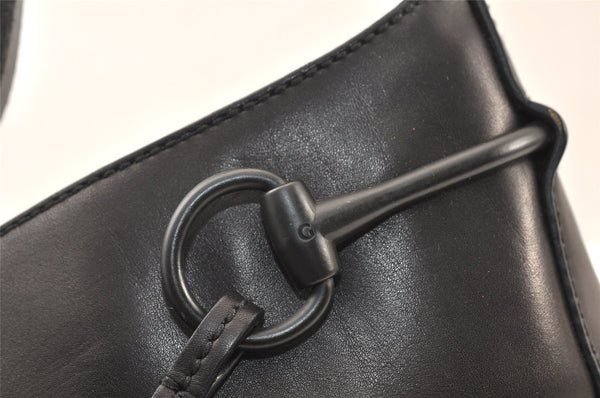 Authentic GUCCI Horsebit Shoulder Hand Bag Purse Leather 101975 Black 5904K