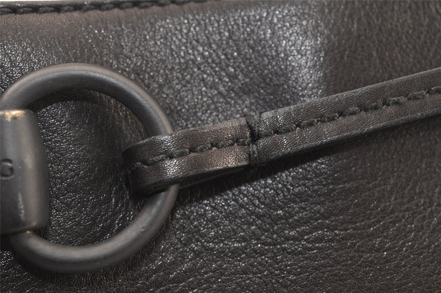 Authentic GUCCI Horsebit Shoulder Hand Bag Purse Leather 101975 Black 5904K