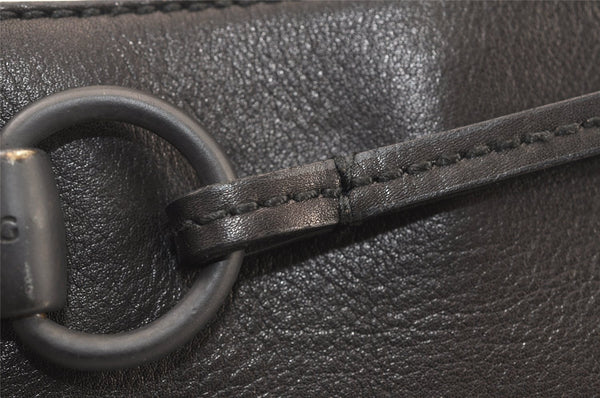 Authentic GUCCI Horsebit Shoulder Hand Bag Purse Leather 101975 Black 5904K
