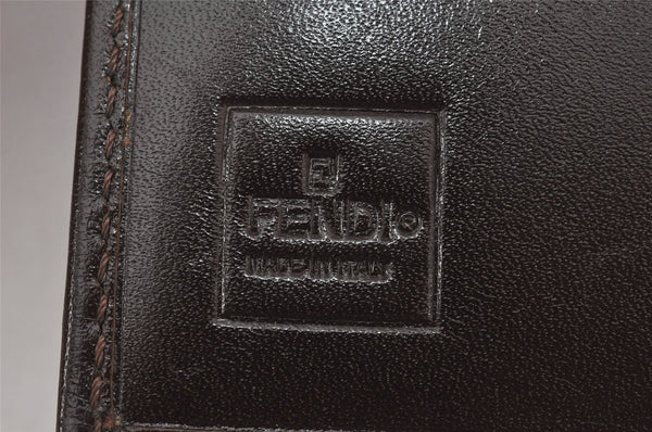 Authentic FENDI Vintage Zucca Bifold Wallet Purse Canvas Leather Brown 5905K