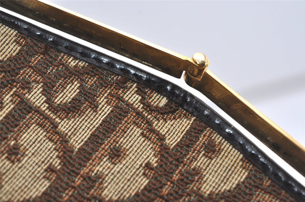 Authentic Christian Dior Trotter Clutch Bag Purse Canvas Leather Brown 5906I