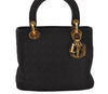 Authentic Christian Dior Lady Dior Nylon Cannage Hand Bag Black CD Junk 5908J