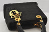 Authentic Christian Dior Lady Dior Nylon Cannage Hand Bag Black CD Junk 5908J