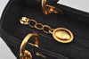 Authentic Christian Dior Lady Dior Nylon Cannage Hand Bag Black CD Junk 5908J