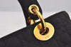 Authentic Christian Dior Lady Dior Nylon Cannage Hand Bag Black CD Junk 5908J