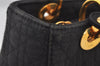 Authentic Christian Dior Lady Dior Nylon Cannage Hand Bag Black CD Junk 5908J