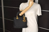 Authentic Christian Dior Lady Dior Nylon Cannage Hand Bag Black CD Junk 5908J
