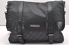 Authentic BURBERRY BLACK LABEL Check Shoulder Cross Bag PVC Leather Black 5908K