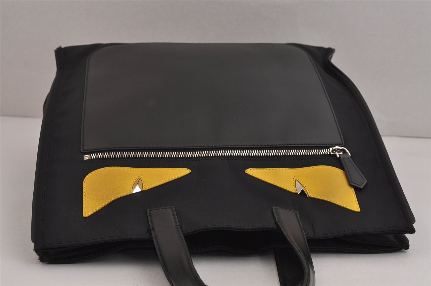 Authentic FENDI Monster Eye Bag Bugs Shoulder Tote Bag Nylon Leather Black 5909J