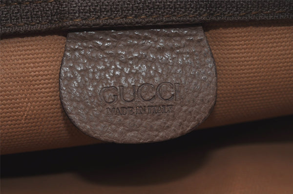 Authentic GUCCI Vintage Clutch Hand Bag Purse GG PVC Leather Brown 5910I