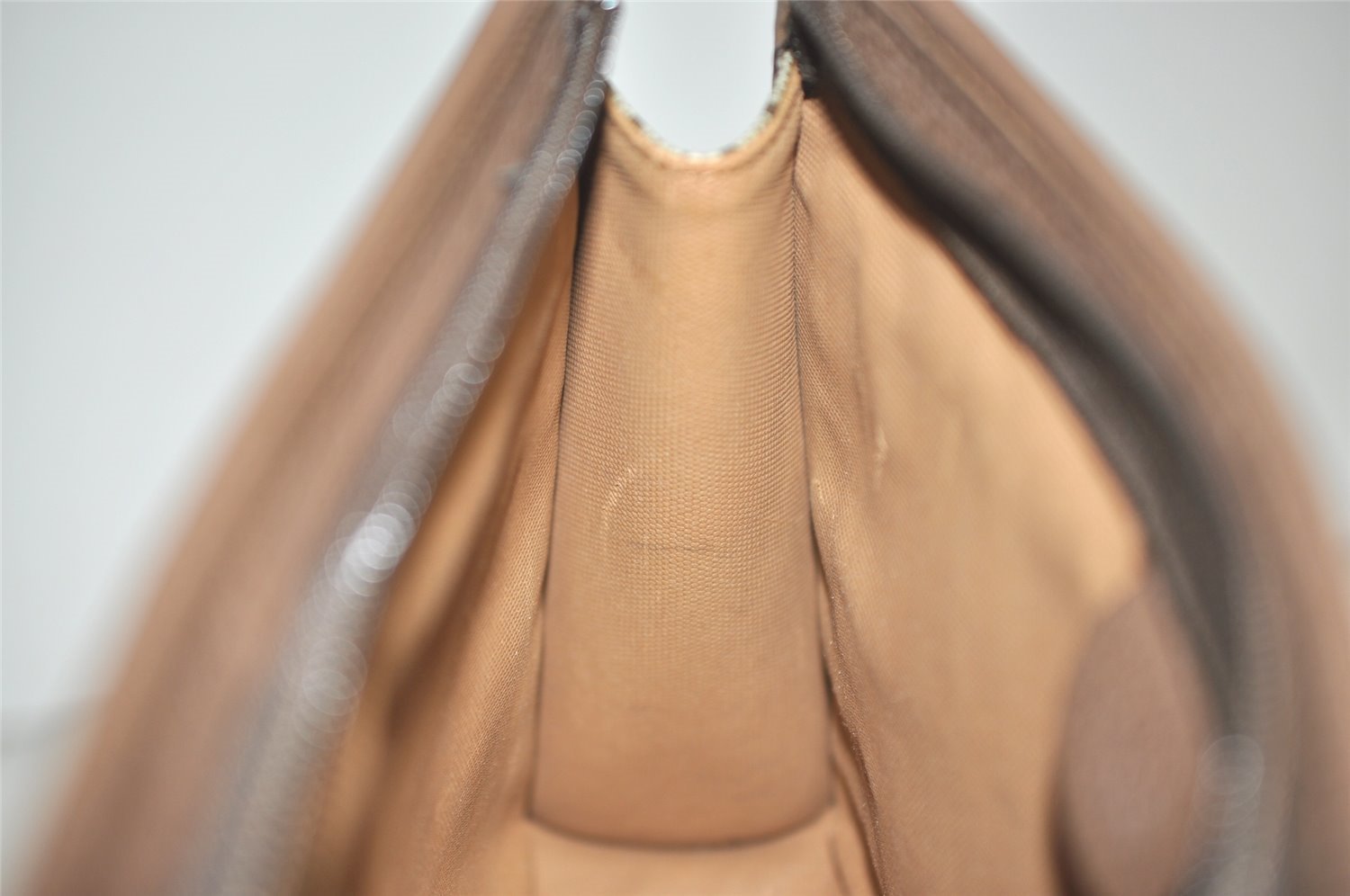 Authentic GUCCI Vintage Clutch Hand Bag Purse GG PVC Leather Brown 5910I