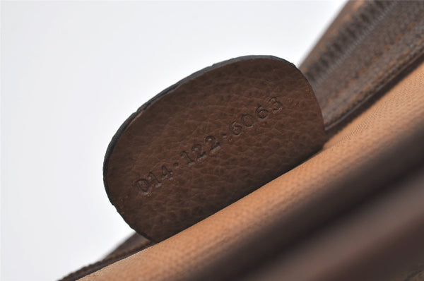 Authentic GUCCI Vintage Clutch Hand Bag Purse GG PVC Leather Brown 5910I