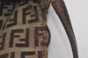 Authentic FENDI Zucchino Mamma Baguette Shoulder Bag Canvas Leather Brown 5911I