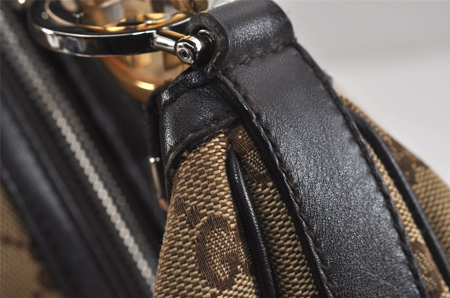 Authentic GUCCI Twins Shoulder Hand Bag GG Canvas Leather 232945 Brown 5912J