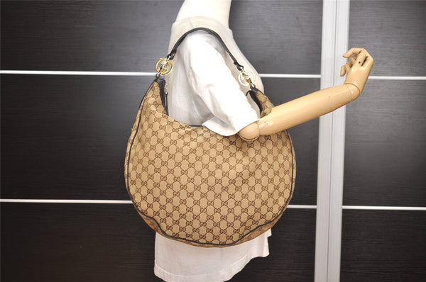 Authentic GUCCI Twins Shoulder Hand Bag GG Canvas Leather 232945 Brown 5912J