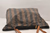 Authentic FENDI Vintage Pequin Shoulder Tote Bag PVC Brown Black Junk 5913K