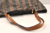 Authentic FENDI Vintage Pequin Shoulder Tote Bag PVC Brown Black Junk 5913K