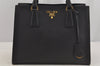 Authentic PRADA Vintage Saffiano Leather 2Way Shoulder Hand Bag Black 5914J