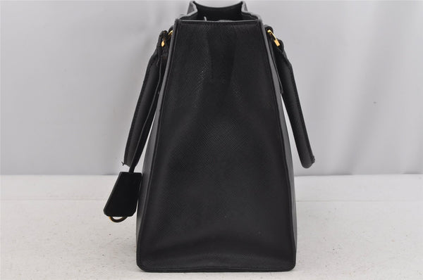 Authentic PRADA Vintage Saffiano Leather 2Way Shoulder Hand Bag Black 5914J