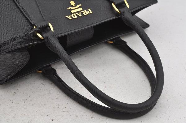 Authentic PRADA Vintage Saffiano Leather 2Way Shoulder Hand Bag Black 5914J