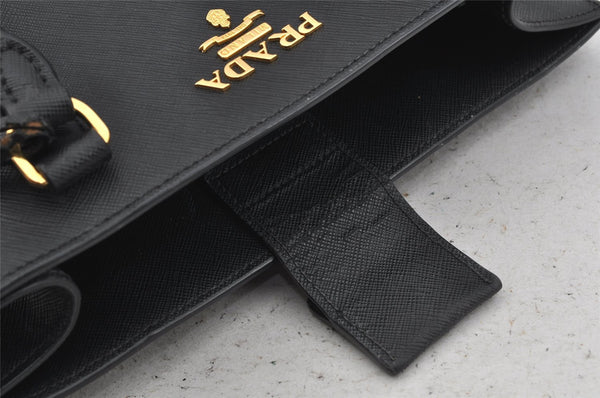 Authentic PRADA Vintage Saffiano Leather 2Way Shoulder Hand Bag Black 5914J