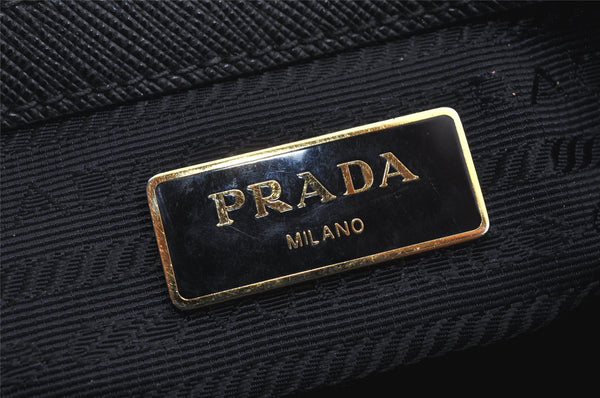 Authentic PRADA Vintage Saffiano Leather 2Way Shoulder Hand Bag Black 5914J