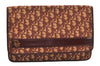 Authentic Christian Dior Trotter Clutch Hand Bag Purse Canvas Leather Red 5914K